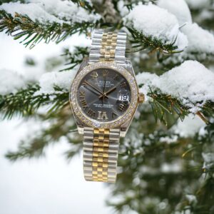 Đồng Hồ Rolex DateJust Độ Kim Cương Moissanite Replica 11 Mặt Xám 31mm (5)