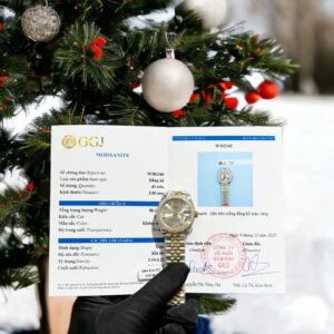 Đồng Hồ Rolex DateJust Nữ Đính Kim Cương Moissanite Demi Gold 31mm (6)