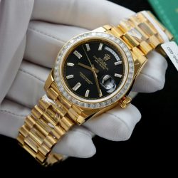 Đồng Hồ Rolex Day-Date 228238 Bọc Vàng 18K Độ Viền Moissanite GM 40mm (2)