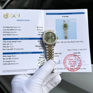 Đồng Hồ Rolex Nữ DateJust Độ Kim Cương Moissanite Mặt Xanh Lá 31mm (4)