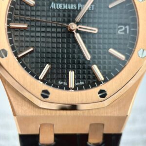 Đồng Hồ Audemars Piguet Royal Oak 15500OR Bọc Vàng Hồng Dây Da Đen 41mm (9)
