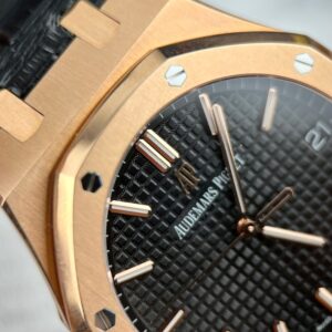 Đồng Hồ Audemars Piguet Royal Oak 15500OR Bọc Vàng Hồng Dây Da Đen 41mm (9)