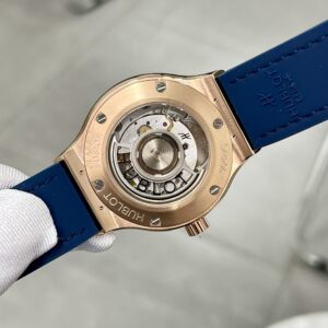 Đồng Hồ Hublot King Gold Màu Xanh Blue Đính Đá 1 Hàng HBF 38mm (1)