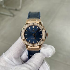 Đồng Hồ Hublot Màu Xanh Blue Đính Đá Nhà Máy HB 38mm