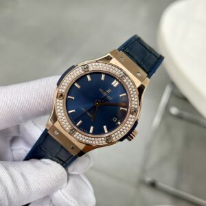 Đồng Hồ Hublot Màu Xanh Blue Đính Đá Nhà Máy HB 38mm (6)