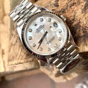 Đồng Hồ Rolex DateJust Độ Mặt Xà Cừ Tự Nhiên Cọc Số Moissanite 36mm (3)