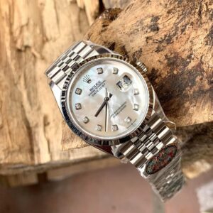 Đồng Hồ Rolex DateJust Độ Mặt Xà Cừ Tự Nhiên Cọc Số Moissanite 36mm (3)