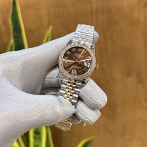 Đồng Hồ Rolex DateJust Nữ Đính Đá Mặt Chocolate Fake Cao Cấp 31mm (5)