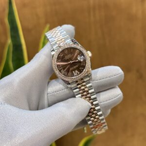 Đồng Hồ Rolex DateJust Nữ Đính Đá Mặt Chocolate Fake Cao Cấp 31mm (5)