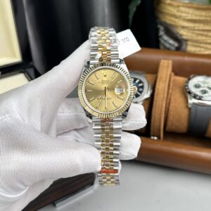 Đồng Hồ Rolex DateJust Replica 11 Cọc Số Da Quang Bọc Vàng 18k GMF 41mm (5)