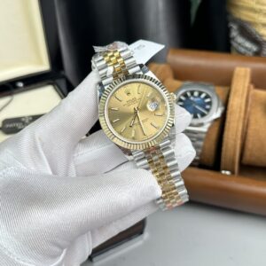 Đồng Hồ Rolex DateJust Replica 11 Cọc Số Da Quang Bọc Vàng 18k GMF 41mm (5)