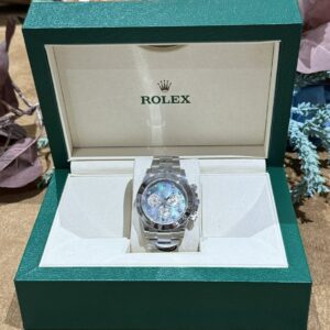 Đồng Hồ Rolex Daytona Mặt Xà Cừ Tím Cọc Số Moissanite 40mm (8)