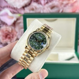 Đồng Hồ Rolex DateJust 278288 Replica 11 Nữ Mặt Số Họa Tiết Hoa Xanh Oliu 31mm (2)