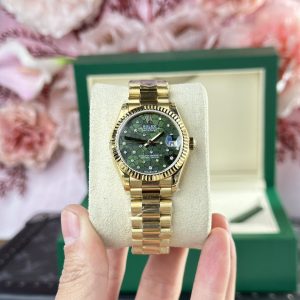 Đồng Hồ Rolex DateJust 278288 Replica 11 Nữ Mặt Số Họa Tiết Hoa Xanh Oliu 31mm (2)