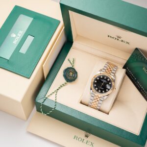 Đồng Hồ Rolex DateJust Bọc Vàng Thật Mặt Đen Nam Nhà Máy GM 36mm (7)