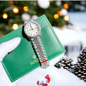 Đồng Hồ Rolex DateJust Đính Moissanite Mặt Trắng Replica 11 31mm (1)