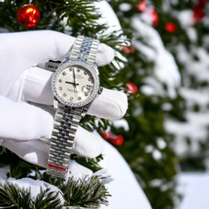 Đồng Hồ Rolex DateJust Đính Moissanite Mặt Trắng Replica 11 31mm (1)