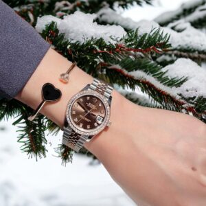 Đồng Hồ Rolex Nữ DateJust Đính Moissanite Mặt Chocolate 31mm (1)