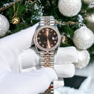 Đồng Hồ Rolex Nữ DateJust Đính Moissanite Mặt Chocolate 31mm (1)