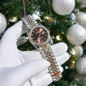 Đồng Hồ Rolex Nữ DateJust Đính Moissanite Mặt Chocolate 31mm (1)