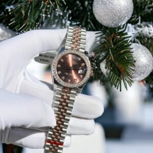 Đồng Hồ Rolex Nữ DateJust Đính Moissanite Mặt Chocolate 31mm (1)