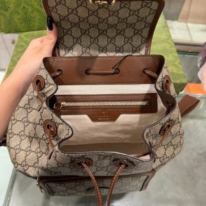 Balo Gucci With Interlocking G Beige Siêu Cấp Màu Nâu Vải Canvas (1)