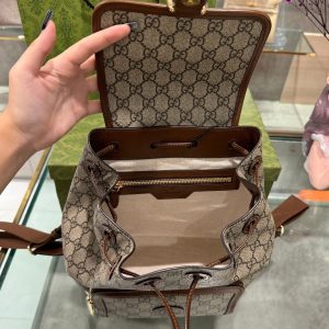 Balo Gucci With Interlocking G Beige Siêu Cấp Màu Nâu Vải Canvas (2)