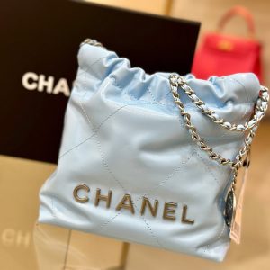Túi Chanel Quilted Calfskin Mini Bag Màu Xanh Dương 22cm (5)