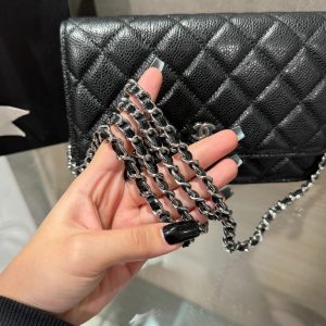 Túi Đeo Chéo Chanel Caviar Tiny CC Wallet on Chain WOC Khóa Bạc 19cm (1)