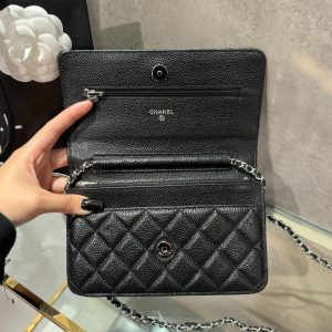 Túi Đeo Chéo Chanel Caviar Tiny CC Wallet on Chain WOC Khóa Bạc 19cm (1)