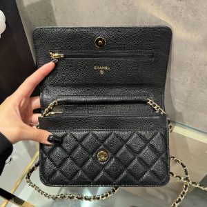 Túi Đeo Chéo Chanel Caviar Tiny CC Wallet on Chain WOC Mạ Vàng 19cm (4)