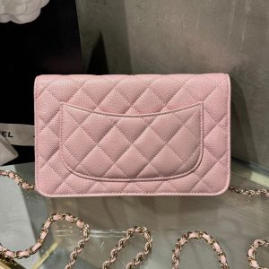 Túi Đeo Chéo Chanel Caviar Tiny CC Wallet on Chain WOC Màu Hồng 19cm (2)