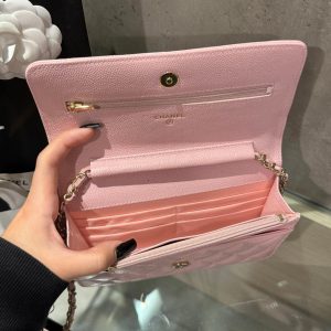Túi Đeo Chéo Chanel Caviar Tiny CC Wallet on Chain WOC Màu Hồng 19cm (2)