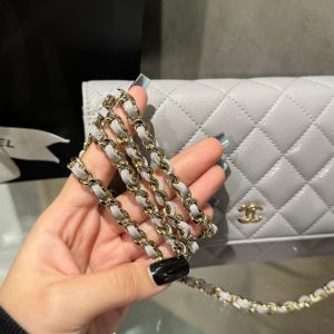 Túi Đeo Chéo Chanel Caviar Tiny CC Wallet on Chain WOC Màu Xám 19cm (2)