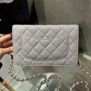 Túi Đeo Chéo Chanel Caviar Tiny CC Wallet on Chain WOC Màu Xám 19cm (2)