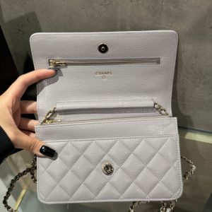 Túi Đeo Chéo Chanel Caviar Tiny CC Wallet on Chain WOC Màu Xám 19cm (2)