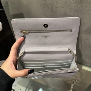 Túi Đeo Chéo Chanel Caviar Tiny CC Wallet on Chain WOC Màu Xám 19cm (2)