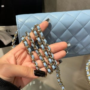 Túi Đeo Chéo Chanel Caviar Tiny CC Wallet on Chain WOC Màu Xanh 19cm (1)