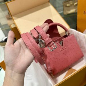 Túi Xách Louis Vuitton Capucines Da Đà Điểu Nhập Khẩu Màu Hồng (8)