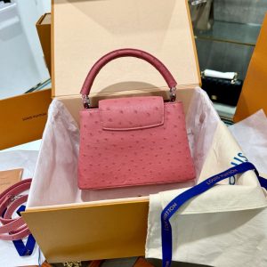 Túi Xách Louis Vuitton Capucines Da Đà Điểu Nhập Khẩu Màu Hồng (8)