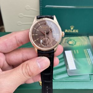 Đồng Hồ Rolex Cellini 50525 Chế Tác Mặt Chocolate Dây Da 39mm (2)