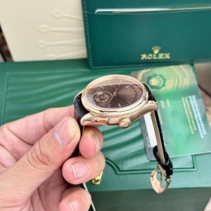 Đồng Hồ Rolex Cellini 50525 Chế Tác Mặt Chocolate Dây Da 39mm (2)