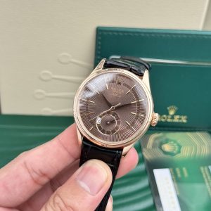 Đồng Hồ Rolex Cellini 50525 Chế Tác Mặt Chocolate Dây Da 39mm (2)
