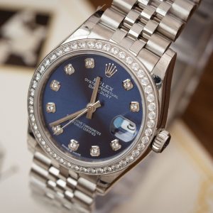 Đồng Hồ Rolex DateJust Nữ Đính Đá Mặt Xanh Blue Máy Thuỵ Sỹ 31mm (1)