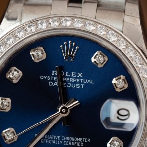 Đồng Hồ Rolex DateJust Nữ Đính Đá Mặt Xanh Blue Máy Thuỵ Sỹ 31mm (1)
