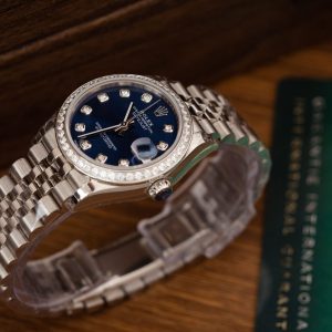 Đồng Hồ Rolex DateJust Nữ Đính Đá Mặt Xanh Blue Máy Thuỵ Sỹ 31mm (1)