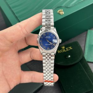 Đồng Hồ Rolex Nữ DateJust Mặt Xanh Blue Cọc Số La Mã EW Factory 31mm (1)