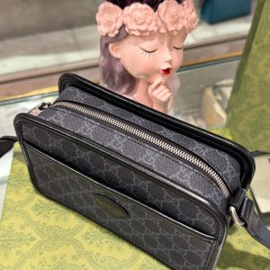 Túi Đeo Chéo Nam Gucci Mini Bag GG Retro Màu Đen Siêu Cấp 22x14x6cm (7)
