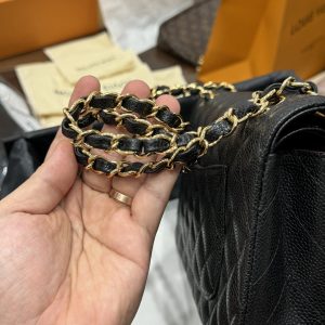 Túi Xách Chanel Classic Like Auth Nữ Màu Đen Da Hạt 25cm (2)