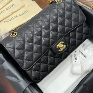 Túi Xách Chanel Classic Like Auth Nữ Màu Đen Da Hạt 25cm (2)